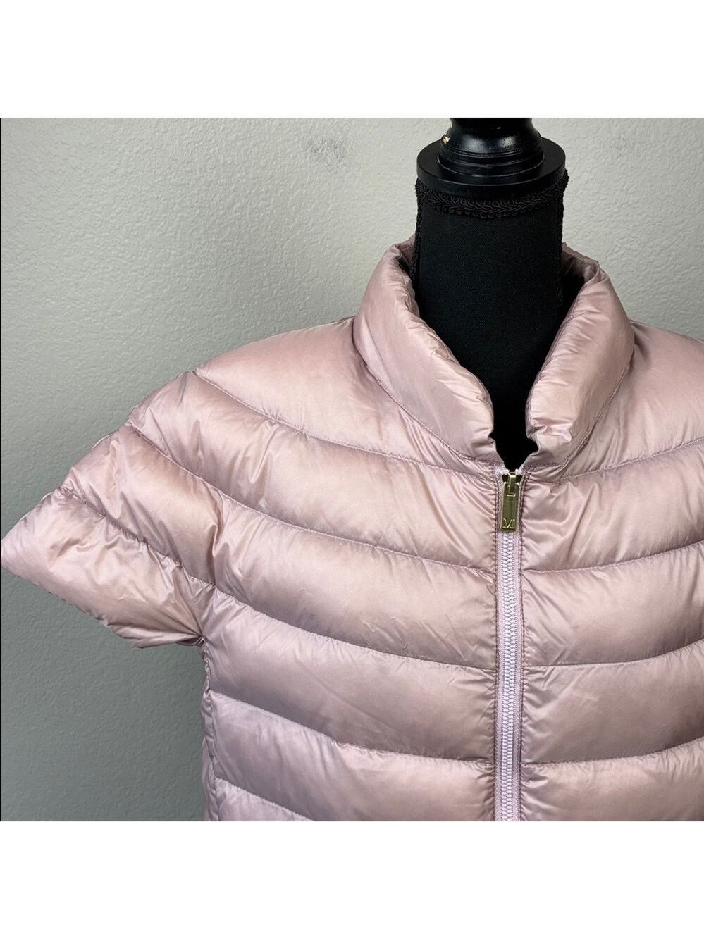 Martha Stewart Down Vest Mauve Short Sleeve Puffer Jacket Gorpcore L - Picture 5 of 9